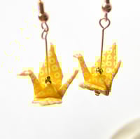 Image 2 of Origami Crane Earrings (Yellow)