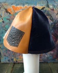 Image 3 of H.O.D. 4 Panel Leather Dome Bucket Hat With Cow Hide,  Pony Hair & Croc Leather