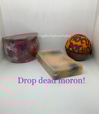 Image 1 of Drop Dead Moron! Trio Gift Set Hocus Pocus Halloween Handmade Bathbomb Body Scub Vegan