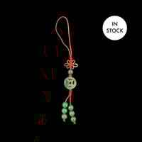 Image 1 of Imperial Jade Energy Lucky Coin Phone And Bag Charm Red Cord