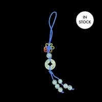 Image 1 of Aquamarine Energy Lucky Coin Phone And Bag Charm Blue Cord