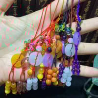 Image 7 of Yellow Jade and Tigers Eye Energy Lucky Coin Phone And Bag Charm Red Cord