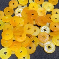 Image 5 of Yellow Jade and Tigers Eye Energy Lucky Coin Phone And Bag Charm Red Cord