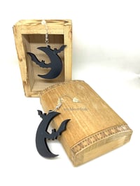 Image 3 of Bat Moon Earrings Acrylic Halloween Jewellery Handmade Horror Spooky