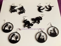 Image 3 of Black Cat Earrings Acrylic Earrings Handmade Jewellery Halloween Horror Spooky 