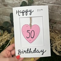 Image 2 of Birthday Card with wooden heart