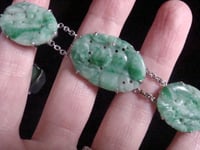 Image 3 of Edwardian 9ct large natural jade bracelet with concealed garnet clasp