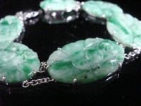 Image 4 of Edwardian 9ct large natural jade bracelet with concealed garnet clasp