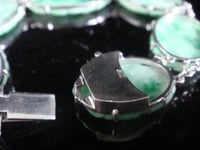 Image 6 of Edwardian 9ct large natural jade bracelet with concealed garnet clasp