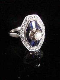 Image 1 of Antique 18ct sapphire and diamond art deco era ring