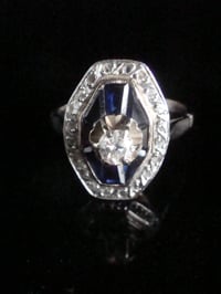 Image 2 of Antique 18ct sapphire and diamond art deco era ring