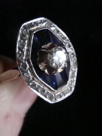 Image 5 of Antique 18ct sapphire and diamond art deco era ring
