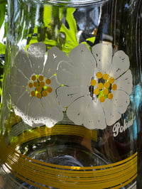 Image 3 of Retro Glass Pitcher - Pokee' White and Yellow Flower 