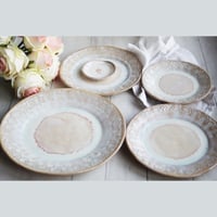 Image 2 of Close out Lot of Imperfect Dishes, Creamy White and Ocher Glazes - Huge Discount "Seconds"