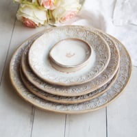 Image 1 of Close out Lot of Imperfect Dishes, Creamy White and Ocher Glazes - Huge Discount "Seconds"