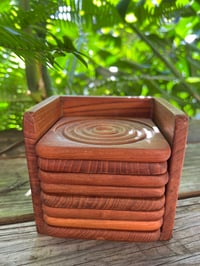 Image 1 of Vintage Teak Coaster Set in Caddy - Goodwood Company