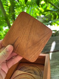 Image 4 of Vintage Teak Coaster Set in Caddy - Goodwood Company