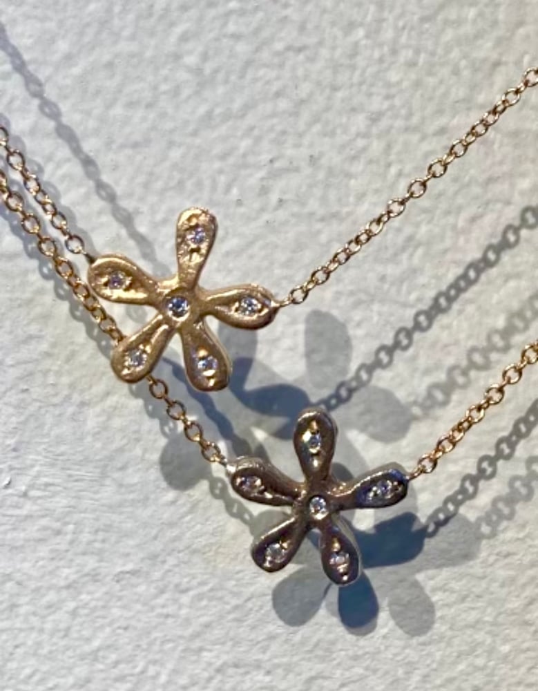 Image of 14kt and Diamond Single Flower Necklaces