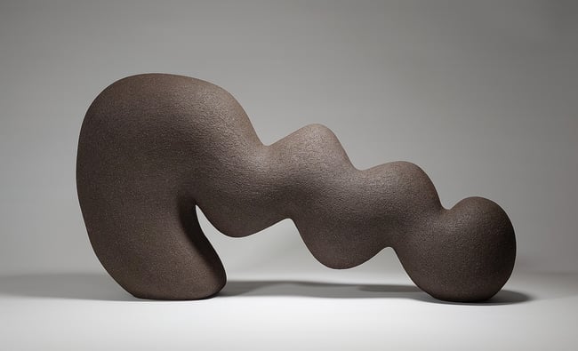 Descend - Hand-Built Black Ceramic Sculpture