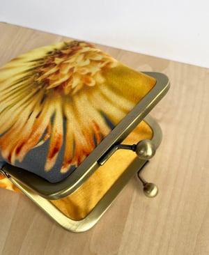Image of Coltsfoot flower, LARGE velvet kisslock purse with plant-dyed lining