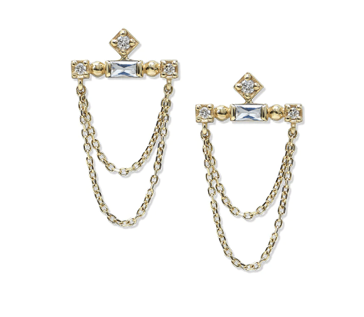 Image of 14 kt and Diamond Chain Earrings (two stone choices)