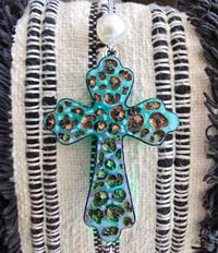 Image 2 of Medium leopard cross car freshie- vanilla berry flirt