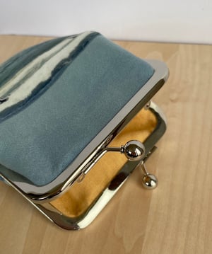 Image of Oystercatchers, LARGE velvet kisslock purse with plant-dyed lining