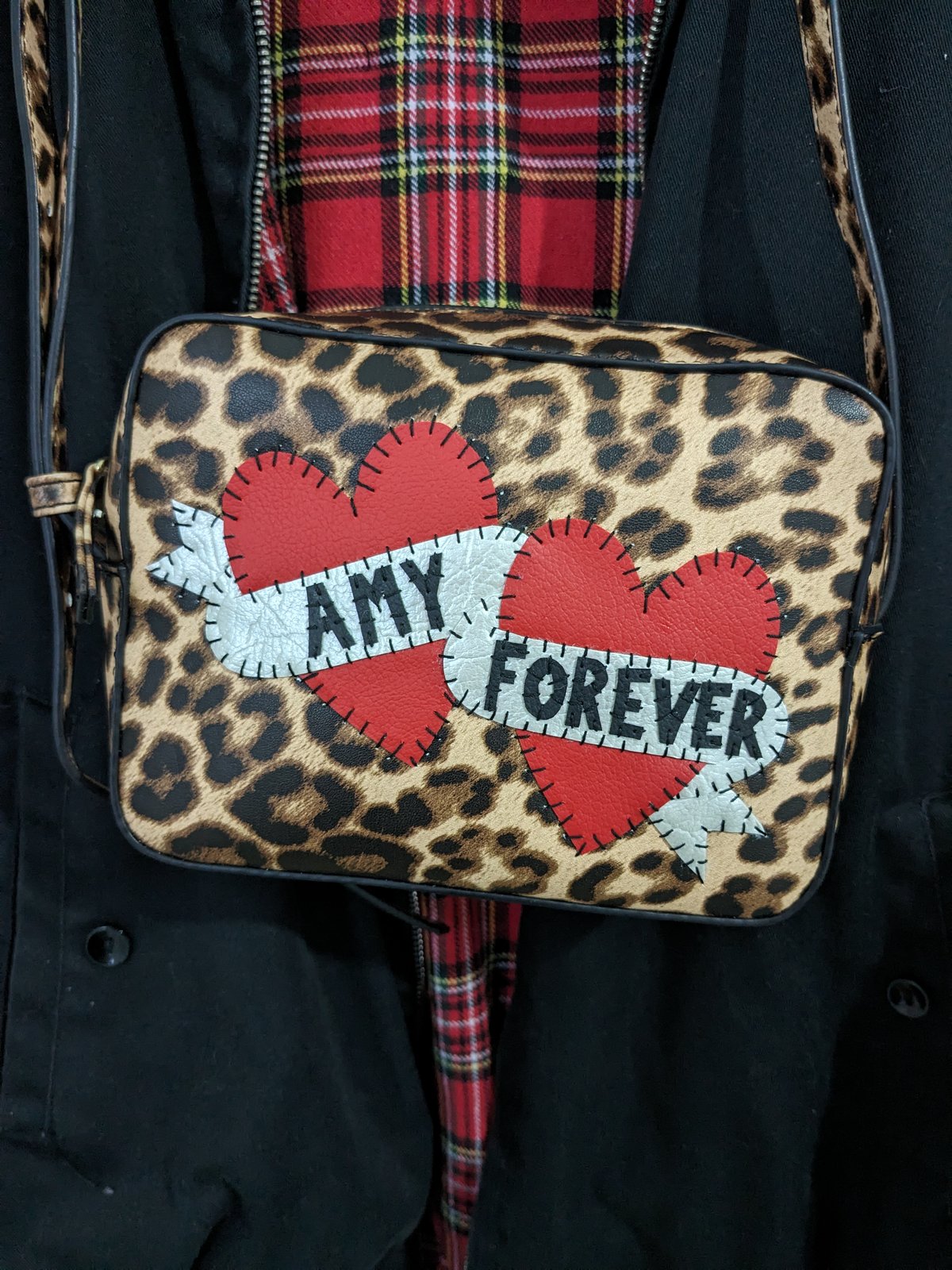 Image of Amy Winehouse Back to Black Leopard Heart Bag