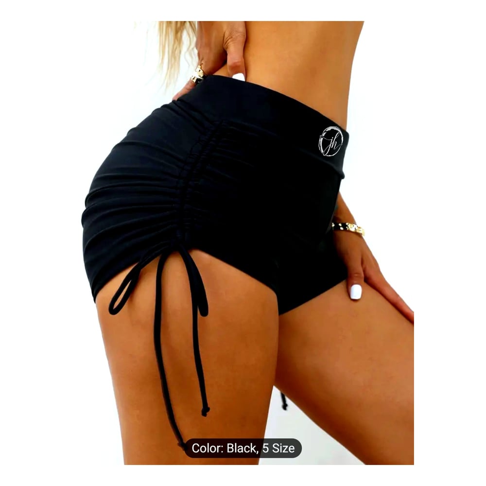 JH Brand Womens Summer Cotton Slim Ruffled Shorts With Strings