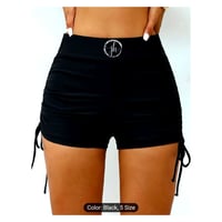 Image 5 of JH Brand Womens Summer Cotton Slim Ruffled Shorts With Strings