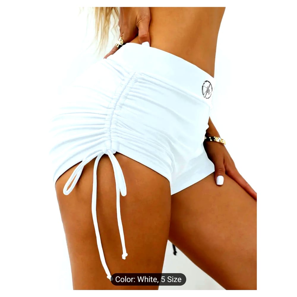 JH Brand Womens Summer Cotton Slim Ruffled Shorts With Strings