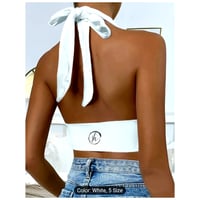 Image 4 of JH Brand Womens Cotton/Polyester Tie Up Halter Top