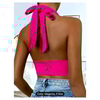 Image 7 of JH Brand Womens Cotton/Polyester Tie Up Halter Top