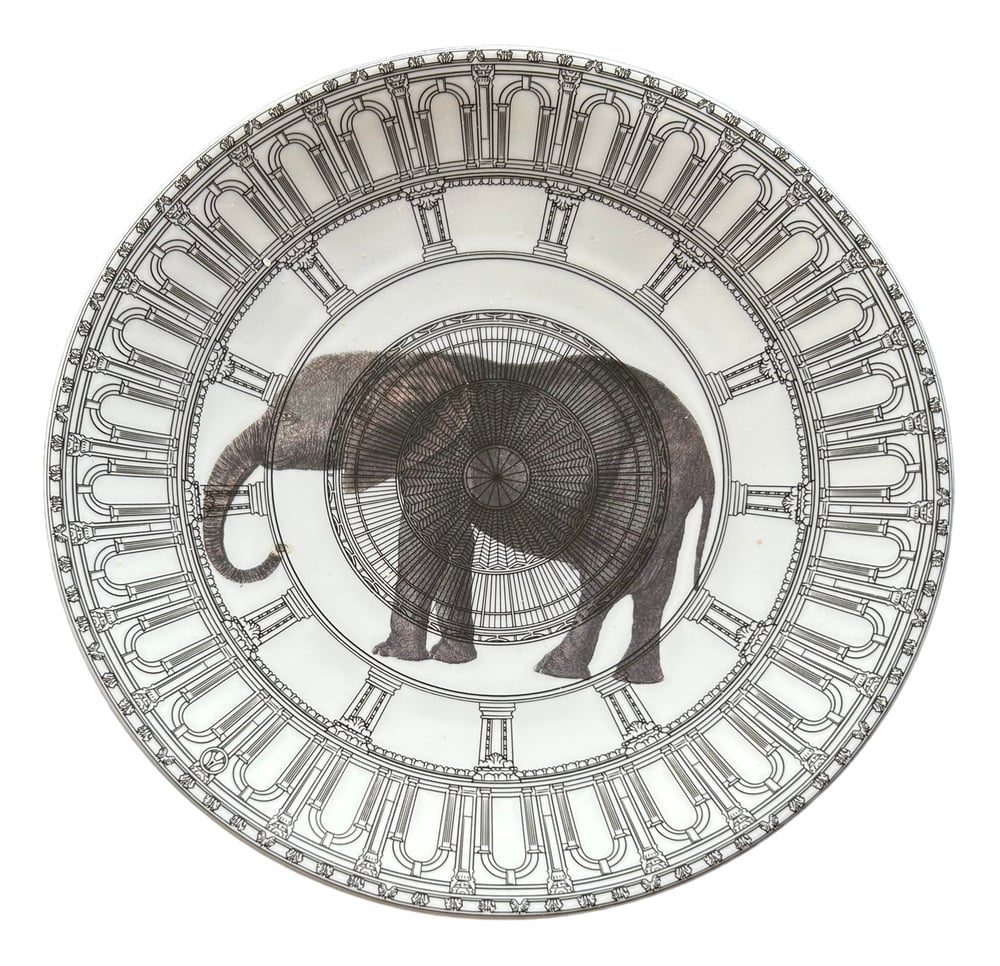 Black and white Elephant Plate