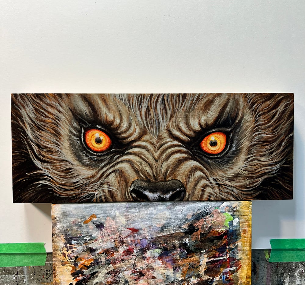 "I'm Burning Up!" - 9.75" x 3.75" original acrylic painting