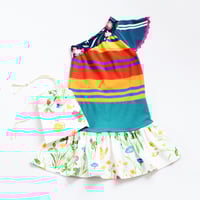 Image 2 of butterfly floral vintage 3T 4T 3/4 one shoulder asymmetrical flutter courtneycourtney dress flouncy