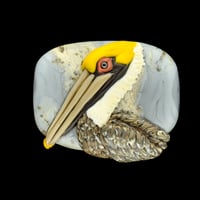 Image 1 of XL. Inquisitive Louisiana Brown Pelican - Flameworked Glass Sculpture Bead