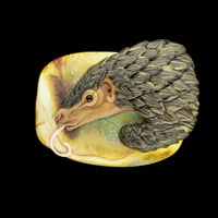 Image 1 of XL. Foraging Pangolin - Flamework Glass Sculpture Bead