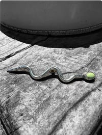 Ride the Sky Sterling Silver Screw Back Snake Pin w/Damele Turquoise 2.5”