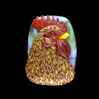 Image 1 of XL. Handsome Variegated Rooster - Flamework Glass Sculpture Bead