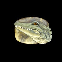 Image 1 of XL. Sun Basking Croc-o-gator - Flamework Glass Sculpture Bead