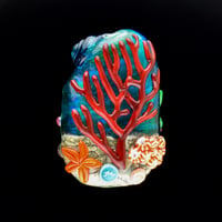 Image 2 of XXL. Peachy Orange Anemone with Clownfish Coral Reef - Flameworked Glass Sculpture