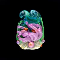 Image 1 of XXL. Heather Pink Anemone with Clownfish - Flamework Glass Sculpture