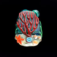 Image 2 of XXL. Heather Pink Anemone with Clownfish - Flamework Glass Sculpture