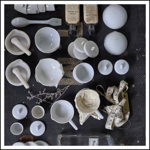 Image of Porcelain vintage apothecary trinket dishes