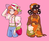 Strawberry Girl and Orange Girl Holographic Charms, PREORDER