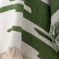 Image 2 of Plaid en coton recyclé, vert et blanc 