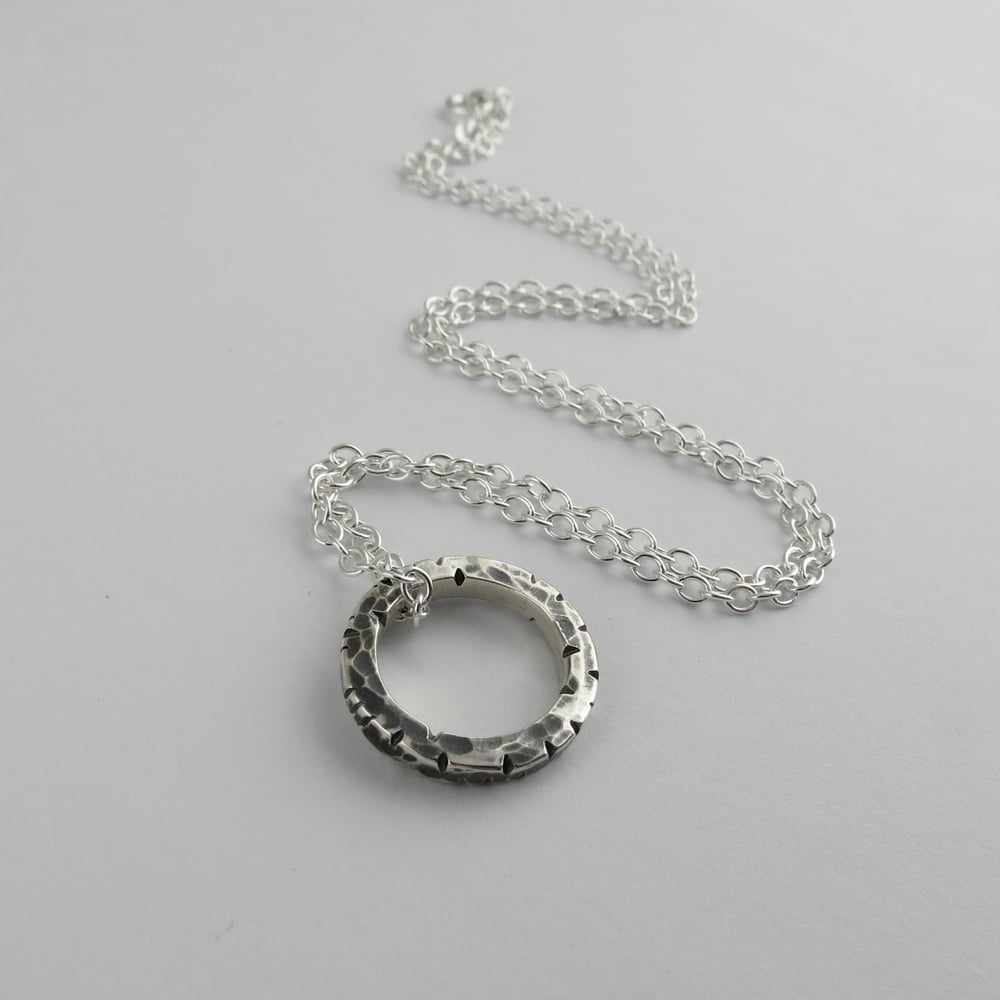 Image of NOTCHED Hammered Hoop Pendant
