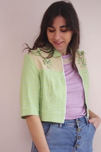 Image 1 of -30% Blouson court Claudette en Vichy vert