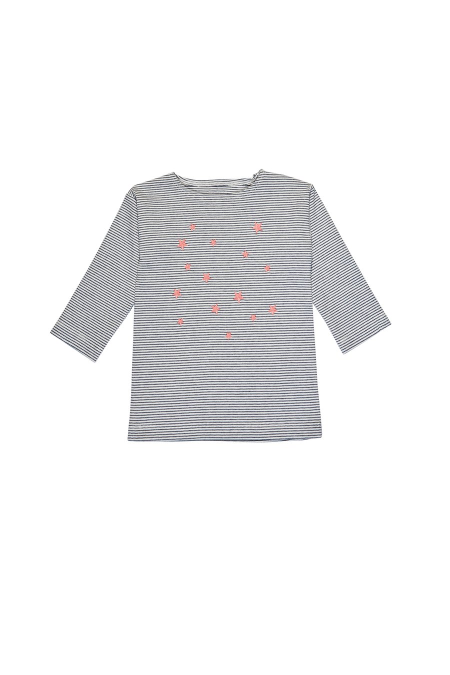 Image of blau gestreiftes T-Shirt mit einem gestickten rosa Sternchen Art.235817 (E)